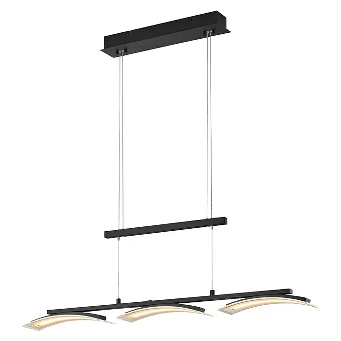 Reality Leuchten Hanglamp Ikaria - 132 W, l x b x h: 10 x 87 x 150 cm, Zwart - Diagonaal zicht