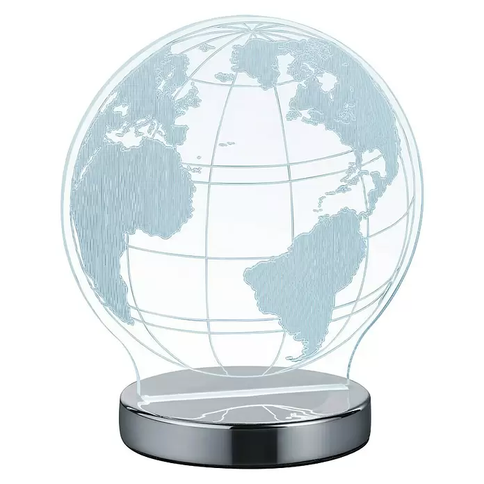 Reality Leuchten Tafellamp Globe - 7 W, l x b x h: 12 x 17,5 x 20 cm, Zilver, Transparant, Multicolor - Vooraanzicht