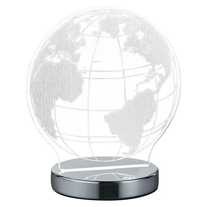 Reality Leuchten Tafellamp Globe - 7 W, l x b x h: 12 x 17,5 x 20 cm, Zilver, Transparant, Multicolor - Vooraanzicht