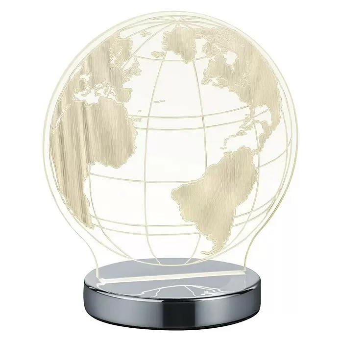 Reality Leuchten Tafellamp Globe - 7 W, l x b x h: 12 x 17,5 x 20 cm, Zilver, Transparant, Multicolor - Vooraanzicht