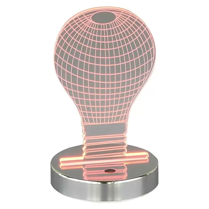 Reality Leuchten Tafellamp Bulb - 3,2 W, l x b x h: 12 x 12 x 20 cm, Zilver - Vooraanzicht