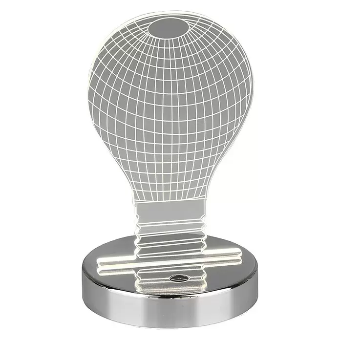 Reality Leuchten Tafellamp Bulb - 3,2 W, l x b x h: 12 x 12 x 20 cm, Zilver - Vooraanzicht