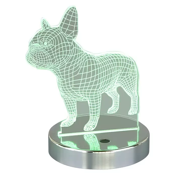 Reality Leuchten Tafellamp Dog - 3,2 W, l x b x h: 12 x 14,5 x 17,8 cm, Zilver - Vooraanzicht