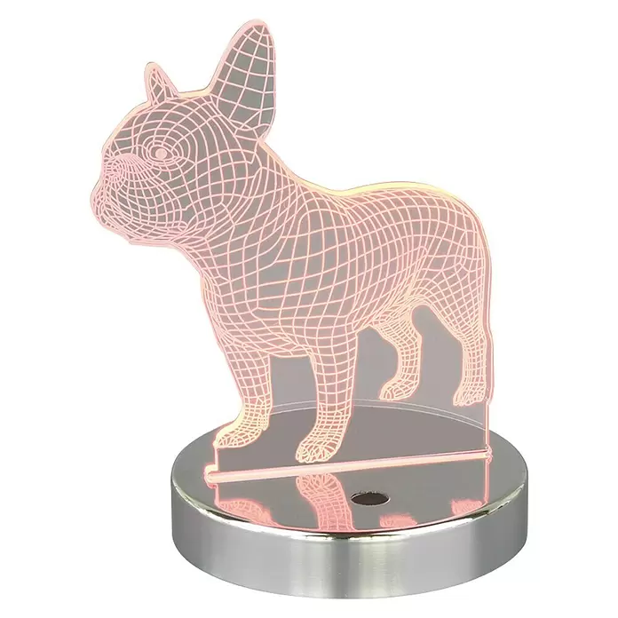Reality Leuchten Tafellamp Dog - 3,2 W, l x b x h: 12 x 14,5 x 17,8 cm, Zilver - Vooraanzicht
