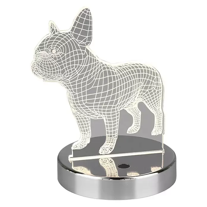 Reality Leuchten Tafellamp Dog - 3,2 W, l x b x h: 12 x 14,5 x 17,8 cm, Zilver - Vooraanzicht