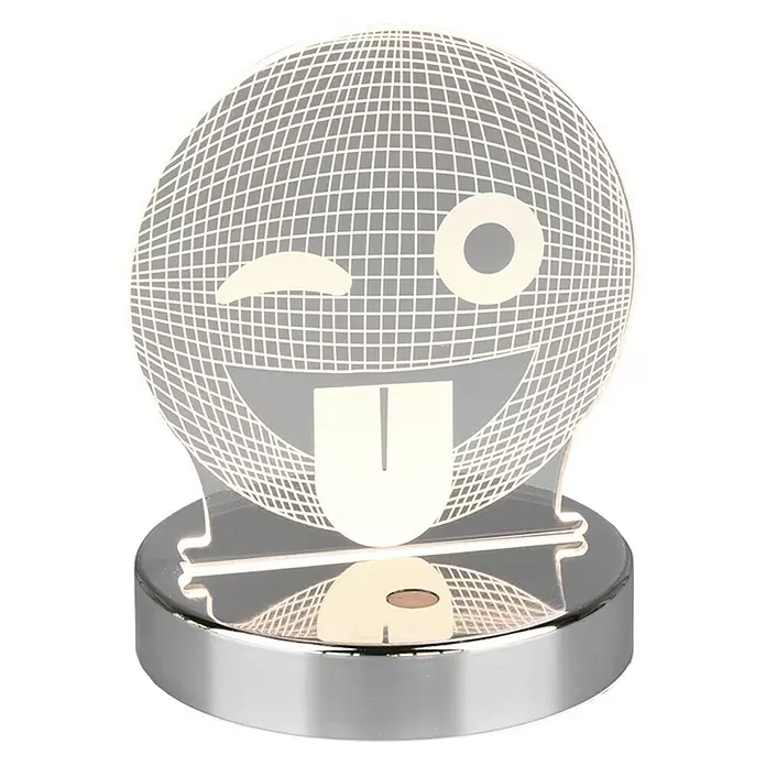 Reality Leuchten Tafellamp Smiley - 3,2 W, l x b x h: 12 x 12 x 15,5 cm, Zilver - Vooraanzicht