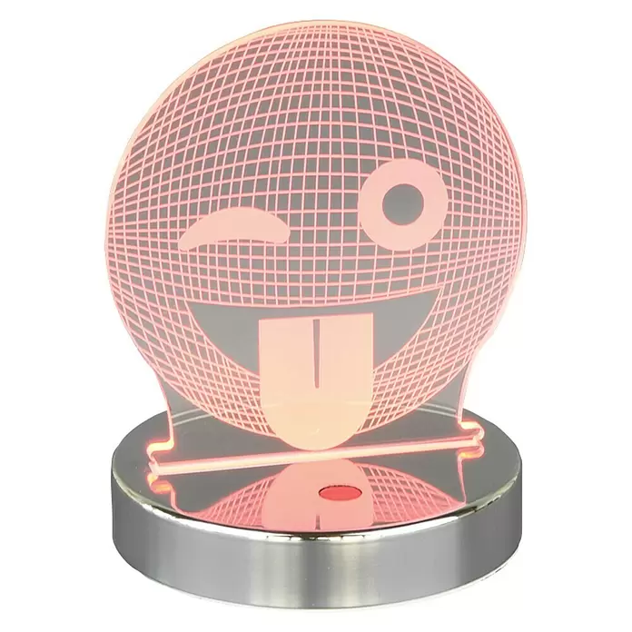 Reality Leuchten Tafellamp Smiley - 3,2 W, l x b x h: 12 x 12 x 15,5 cm, Zilver - Vooraanzicht