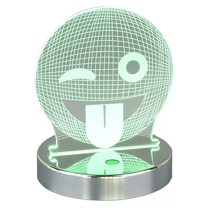 Reality Leuchten Tafellamp Smiley - 3,2 W, l x b x h: 12 x 12 x 15,5 cm, Zilver - Vooraanzicht