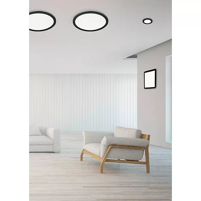 Reality Leuchten Plafondlamp Camillus - 24 W, l x b x h: 40 x 40 x 3 cm, Zwart - Sfeeropname