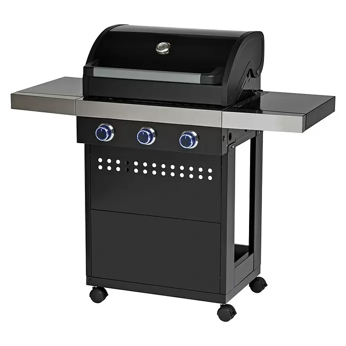 Grillstar Gasbarbecue Atlanta II 300 - Aantal branders: 3, Hoofdgrilloppervlak: 62 x 41,5 cm, 10,5 kW - Diagonaal zicht