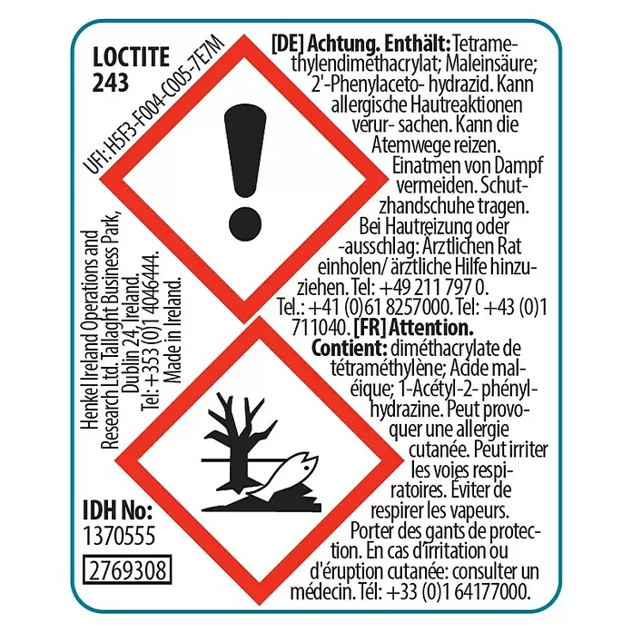 Loctite Schraubensicherung Loctite 243 - 5 g, Geeignet für: Metallische Schraubverbindungen aller Art - Informationsansicht