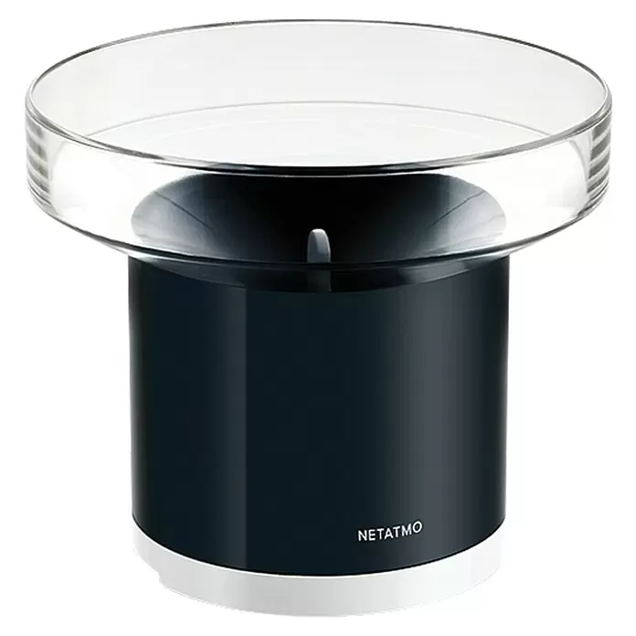 Netatmo Pluviómetro - Funciona con pilas, Diámetro: 13 cm, Negro, Plateado - Vista frontal