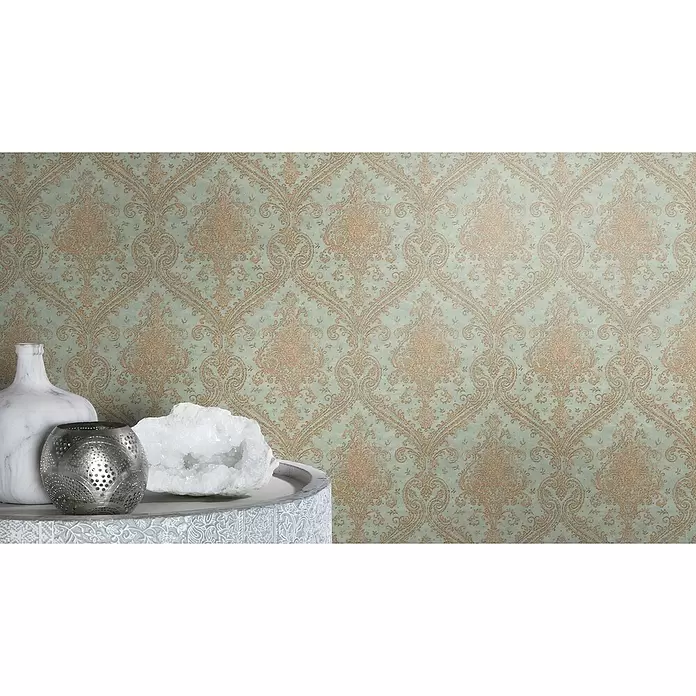 Rasch Vliestapete - Gold/Blau, Ornament, 10,05 x 0,53 m - Stimmungsaufnahme
