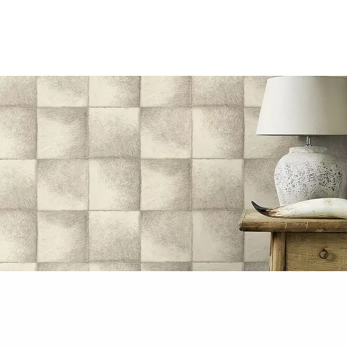 Rasch Brick Lane Vliestapete Fell - Weiß/Grau, Tieroptik, 10,05 x 0,53 m - Stimmungsaufnahme