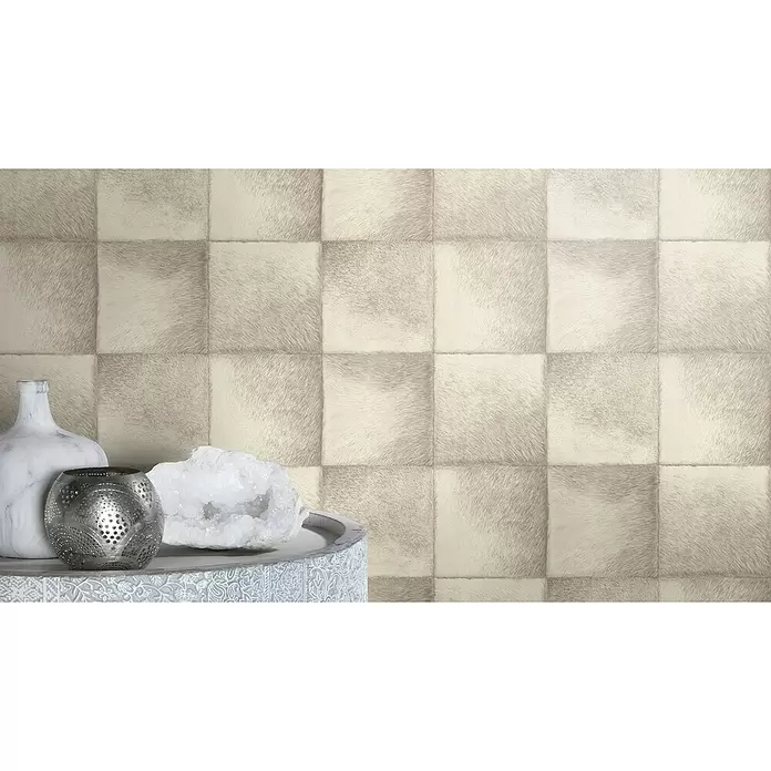 Rasch Brick Lane Vliestapete Fell - Weiß/Grau, Tieroptik, 10,05 x 0,53 m - Stimmungsaufnahme