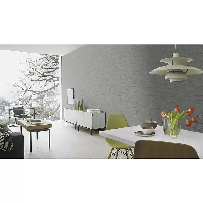 Rasch Brick Lane Vliestapete - Grau, Uni, 10,05 x 0,53 m - Stimmungsaufnahme