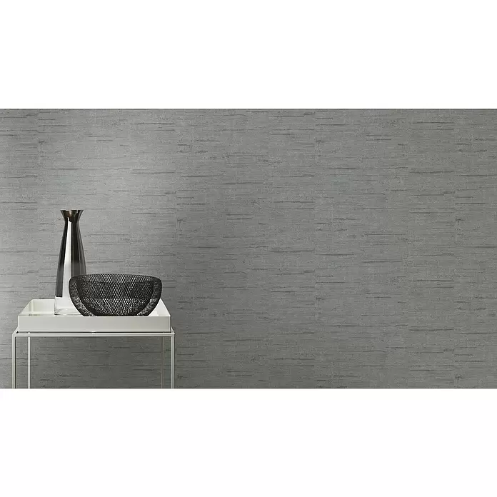 Rasch Brick Lane Vliestapete - Grau, Uni, 10,05 x 0,53 m - Stimmungsaufnahme