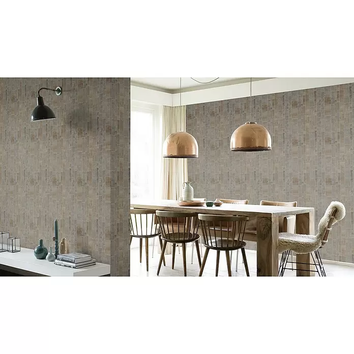 Rasch Factory 4 Vliestapete Fliesen - Grau, Fliesenoptik, 10,05 x 0,53 m - Stimmungsaufnahme