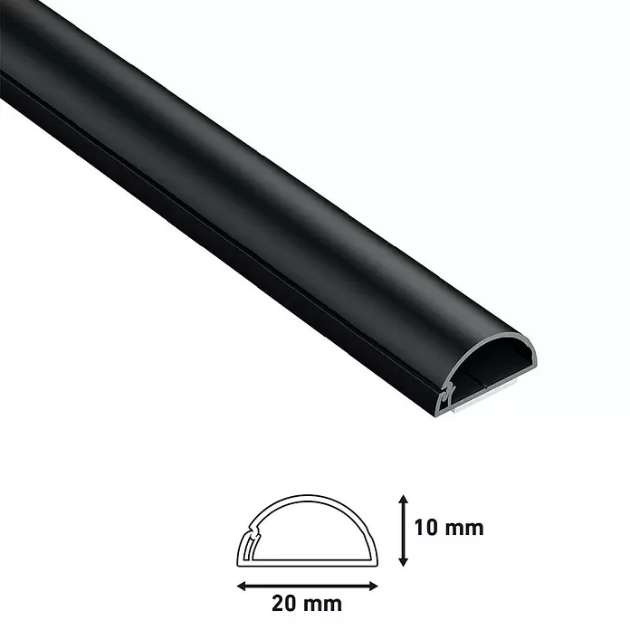 D-Line Kabelkanal Halbrund - 1 m, 20 x 10 mm, Schwarz - Detailaufnahme