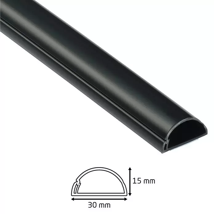 D-Line Kabelkanal Halbrund - 1 m, 30 x 15 mm, Schwarz - Detailaufnahme