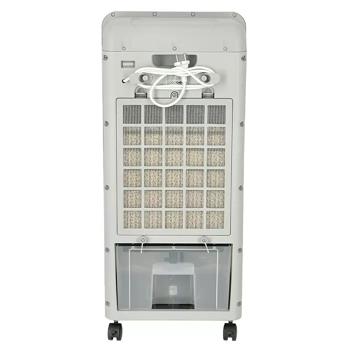 Proklima Luftkühler 13 Liter - Weiß/Schwarz, Höhe: 81 cm, 80 W, Transportrollen - Rückansicht