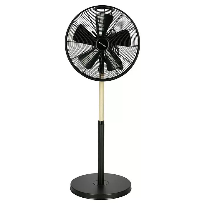 Proklima Standventilator Wood - Durchmesser: 40 cm, Braun/Schwarz, Höhenverstellbar - Vorderansicht