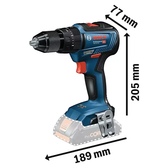 Bosch Professional Akku-Schlagbohrschrauber GSB 18V-55 - 18 V, 2 Akkus, 2 Ah - 4 Ah, Leerlaufdrehzahl: 1.800 U/min - Skizze