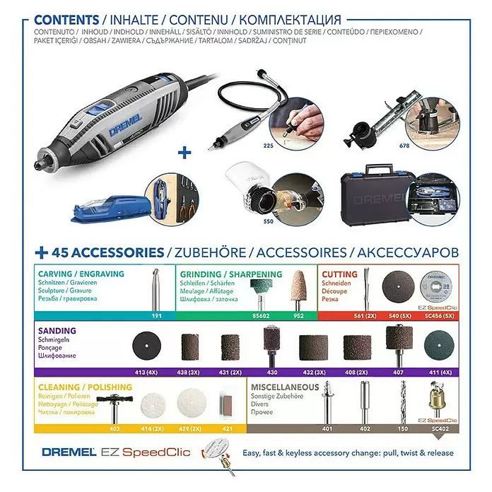 Dremel Multifunktionswerkzeug 4250 - 175 W, Zubehör: 45 -tlg. - Skizze