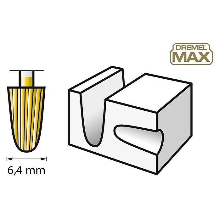 Dremel Fräsmesser Max 117DM - Arbeitsdurchmesser: 6,4 mm, 2 Stk. - Skizze