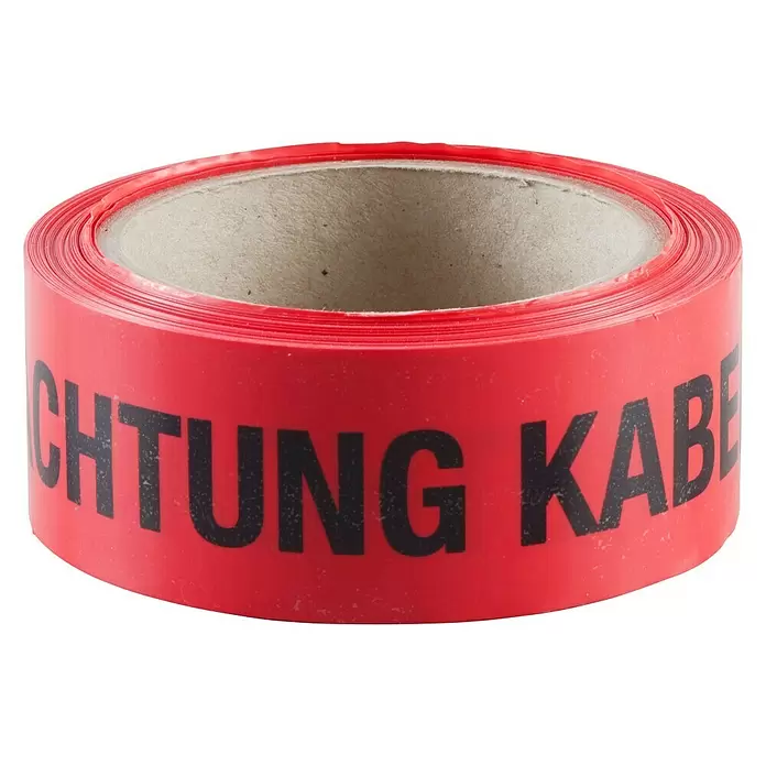 Absperrband Achtung Kabel - L x B: 25 m x 40 mm, Rot - Vorderansicht