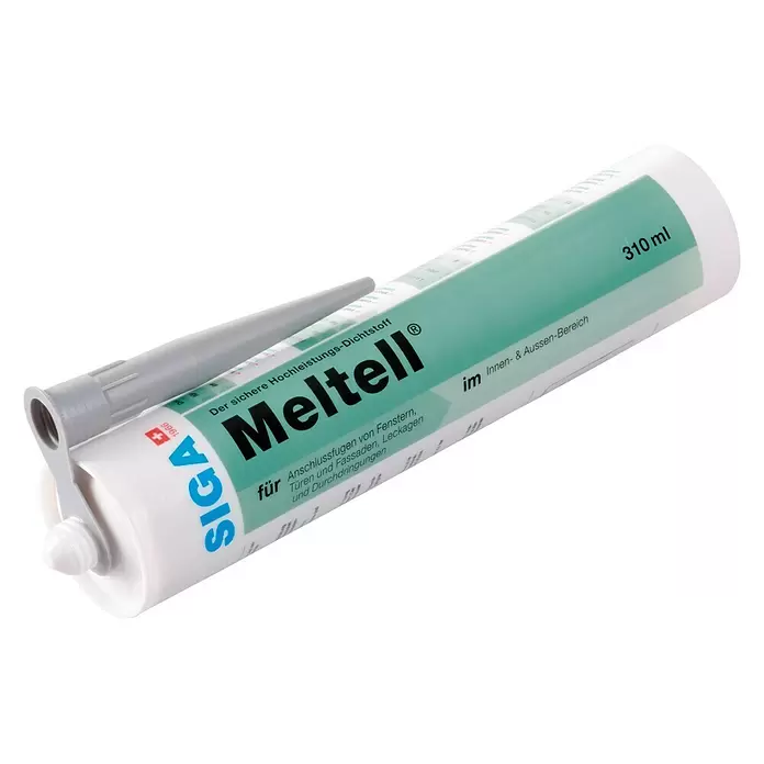 Siga Dichtmasse Meltell - 310 ml, Grau, Glatte Struktur - Diagonale Ansicht