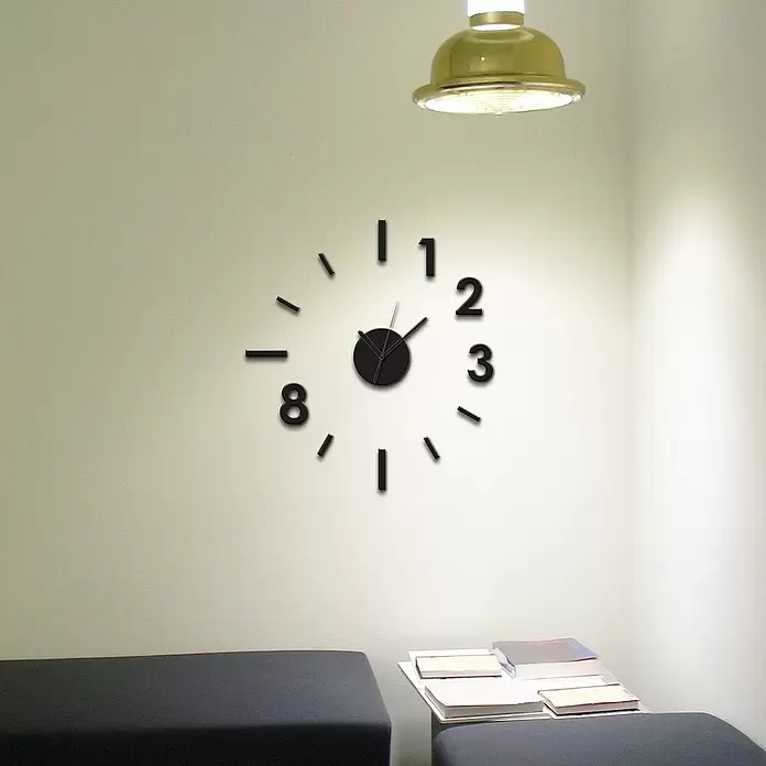 Reloj de pared adhesivo Contemporary - Negro, 34 x 24 cm - Foto ambiente