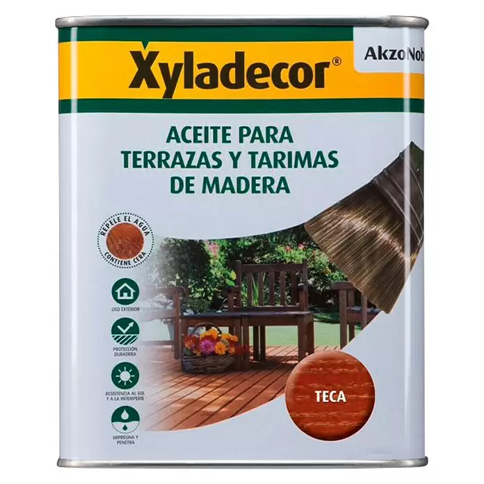 Xyladecor Aceite para terrazas y tarimas de madera - Teca, 5 l - Vista frontal