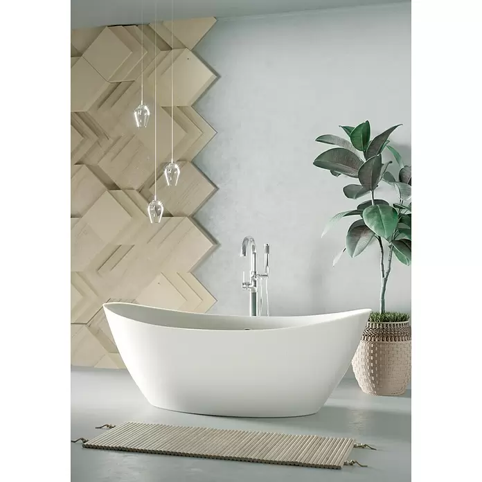 Freistehende Badewanne - L x B x H: 180 x 87 x 65 mm, Acryl, Weiß - Stimmungsaufnahme