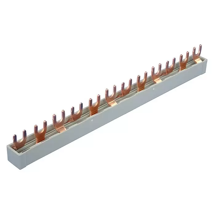 Gabelschiene Universal - 3-phasig, 10 mm², 210 mm - Diagonale Ansicht