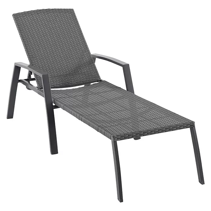 Sunfun Tumbona Neila - L x An x Al: 195 x 68 x 52 cm, Gris oscuro, Respaldo regulable - Vista angular