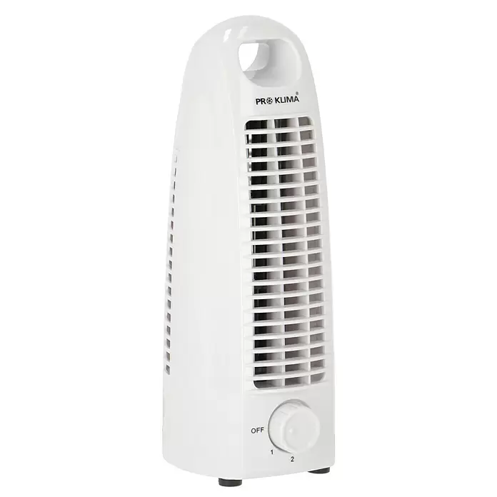 Proklima Mini-Turmventilator - Weiß, 27,5 cm, 10 W, 202,8 m³/h - Diagonale Ansicht