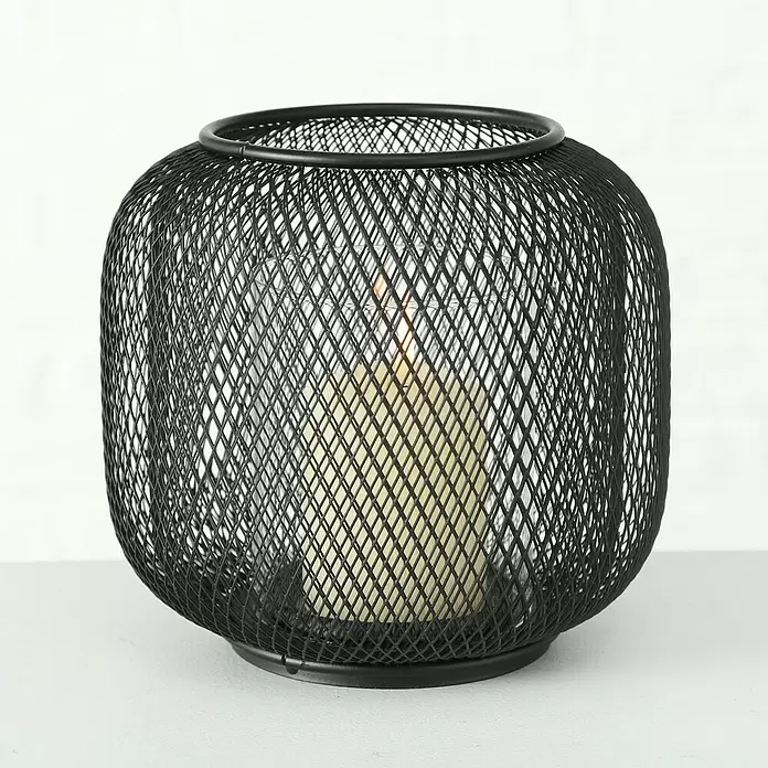 Windlicht Seoul - Ø x H: 18 x 18 cm, Metall, Schwarz - Stimmungsaufnahme