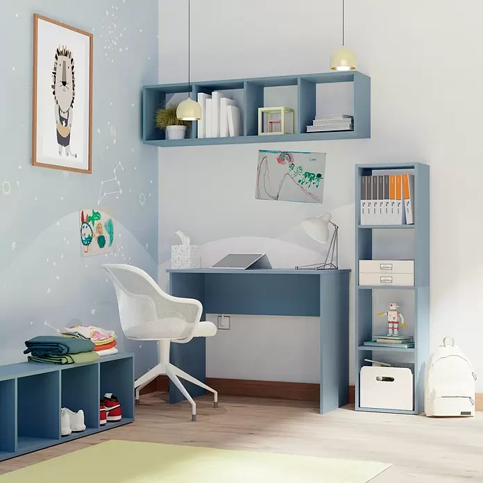 Muebles Pitarch Mesa de escritorio Tibet - L x An x Al: 50 x 90 x 75 cm, Azul - Foto ambiente