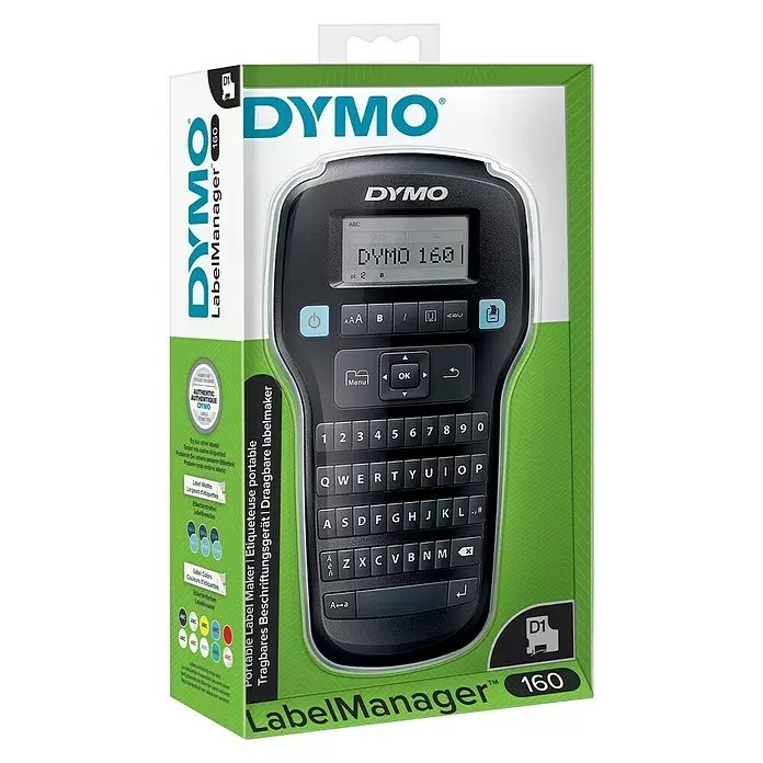 Dymo Aparato de rotulación LabelManager 160 - Anchura máxima de cinta: 12 mm, Específico para: Cinta para etiquetado Dymo D1 - Vista angular