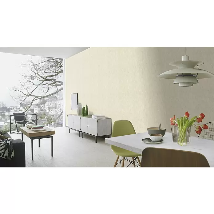 Rasch Vliestapete Andy Wand - Beige, Uni, 10,05 x 0,53 m - Stimmungsaufnahme