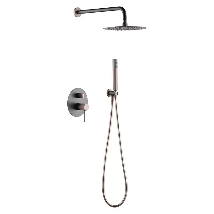Imex Line Conjunto de ducha empotrado - Con grifo monomando, Gris/champán - Vista angular