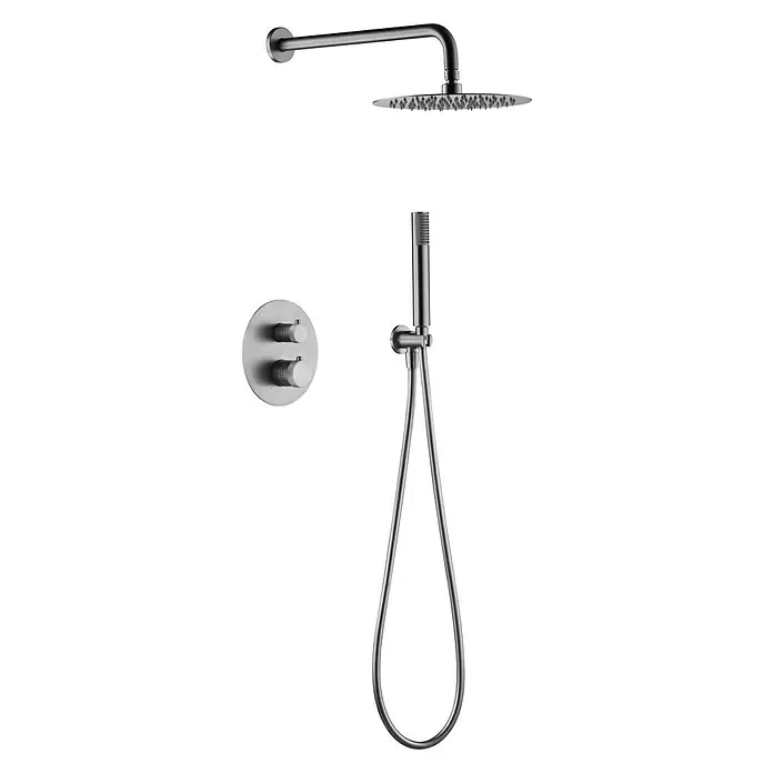 Imex Line Conjunto de ducha empotrado - Con grifo termostático, Níquel - Vista angular