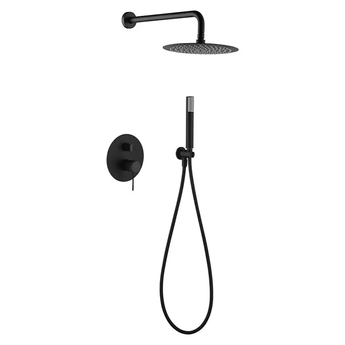 Imex Line Conjunto de ducha empotrado - Con grifo monomando, Negro - Vista angular