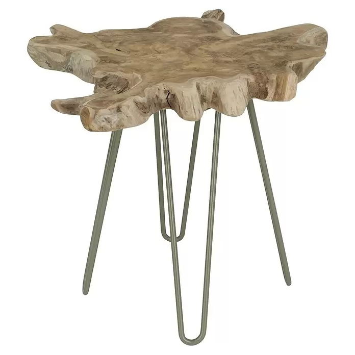 Baumscheibe - Teak, Unbehandelt, Durchmesser: 45 cm - 50 cm - Diagonale Ansicht