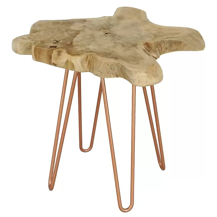 Baumscheibe - Teak, Unbehandelt, Durchmesser: 45 cm - 50 cm - Diagonale Ansicht