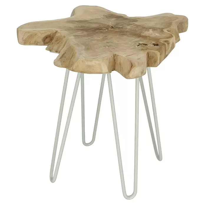 Baumscheibe - Teak, Unbehandelt, Durchmesser: 45 cm - 50 cm - Diagonale Ansicht