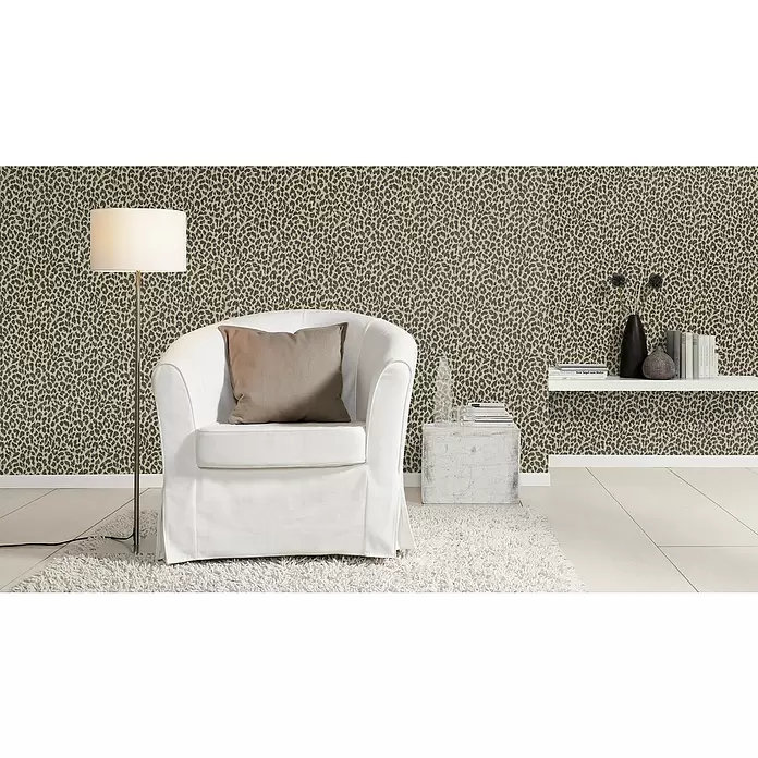FREUNDIN HOME COLLECTION III Vliestapete Leopard - Braun/Schwarz, Tieroptik, 10,05 x 0,53 m - Stimmungsaufnahme