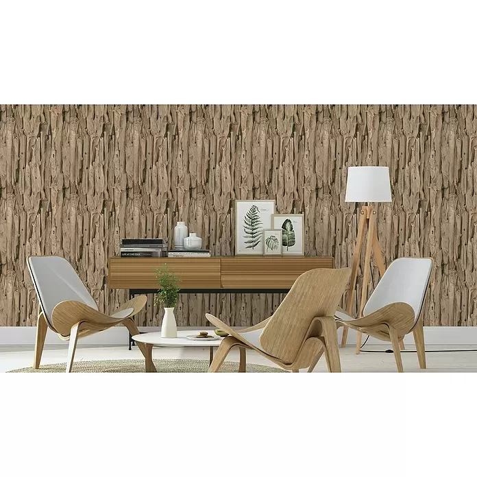 Rasch Vliestapete African Queen II - Natur, Holzoptik, Treibholz, 10,05 x 0,53 m - Stimmungsaufnahme