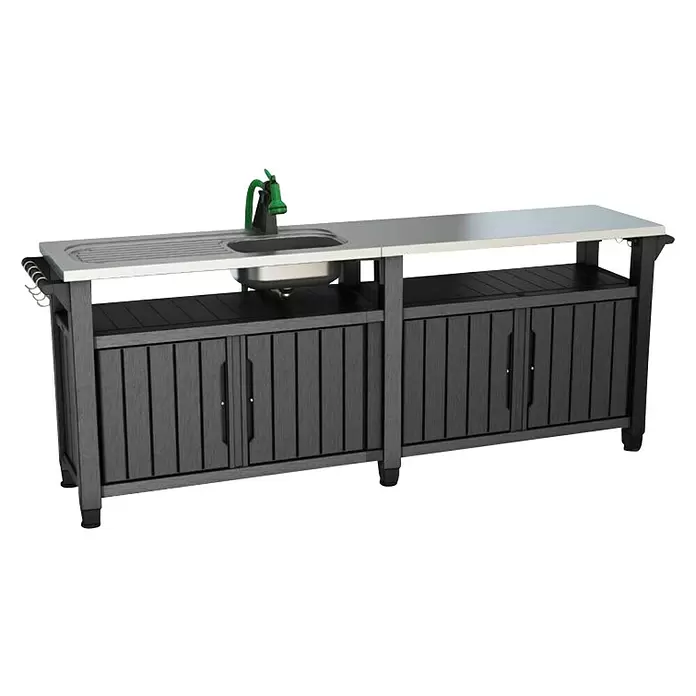 Keter Vrtni sudoper Unity Chef 415 L - D x Š x V: 237 x 51,3 x 89,4 mm, Antracit - Dijagonalni pogled